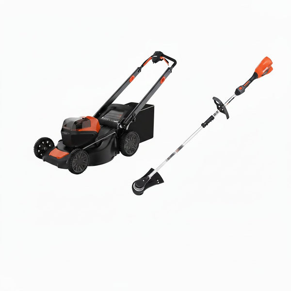56V Cordless Battery Lawn Mower and String Trimmer Combo Kit W/ 2.5Ah and 5.0Ah Batteries and (2) Chargers (2-Tool)