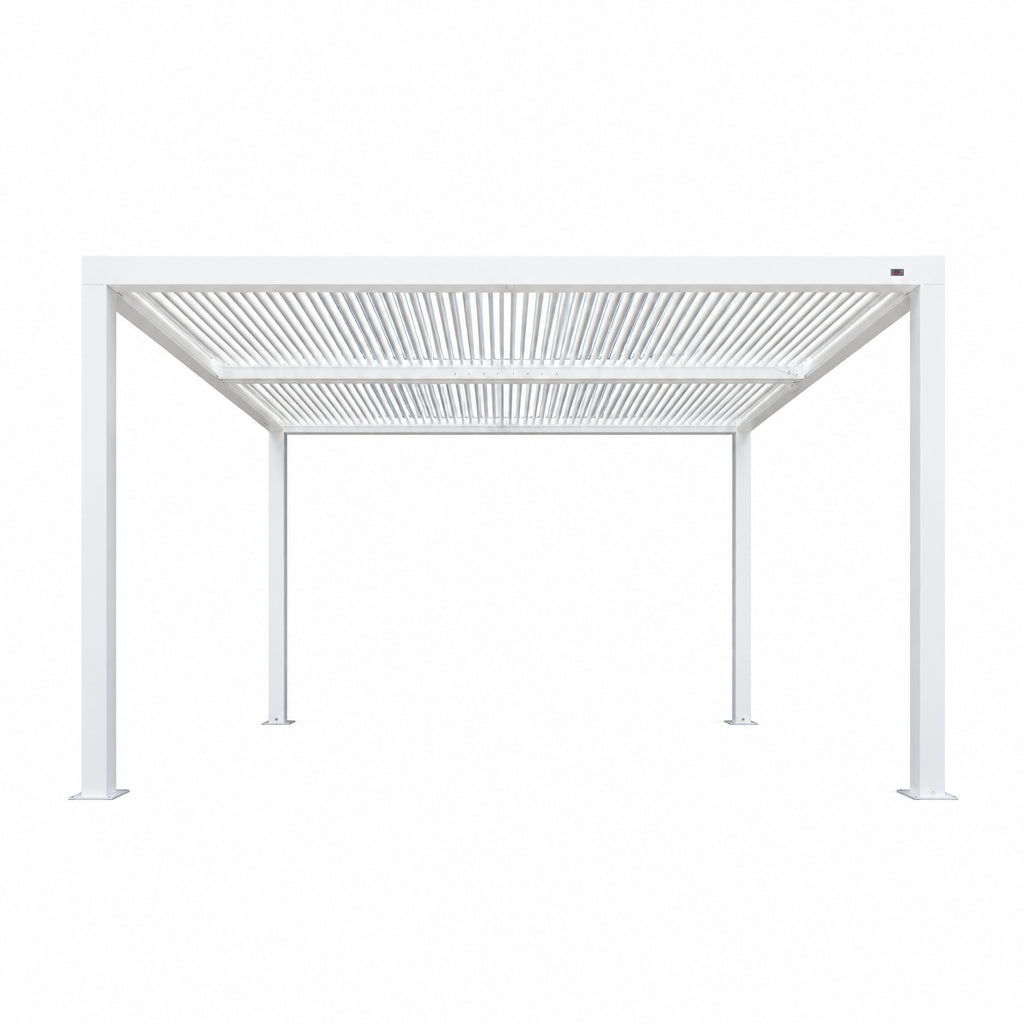 Louvered Pergola Modern White Pergola with Adjustable Roof for Deck Backyard Garden