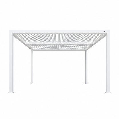 Louvered Pergola Modern White Pergola with Adjustable Roof for Deck Backyard Garden