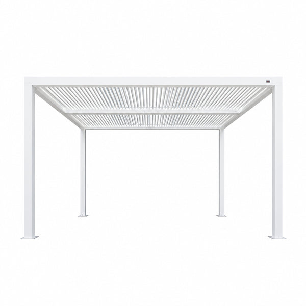 Louvered Pergola Modern White Pergola with Adjustable Roof for Deck Backyard Garden