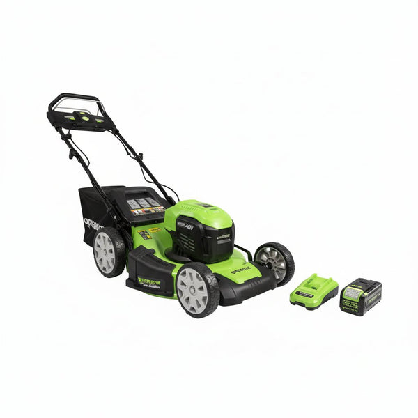 40V 21" Brushless (Smart Pace) Self-Propelled Lawn Mower, String Trimmer, 2 X 4Ah USB (Power Bank) Batteries and Charger Included MO40L4414