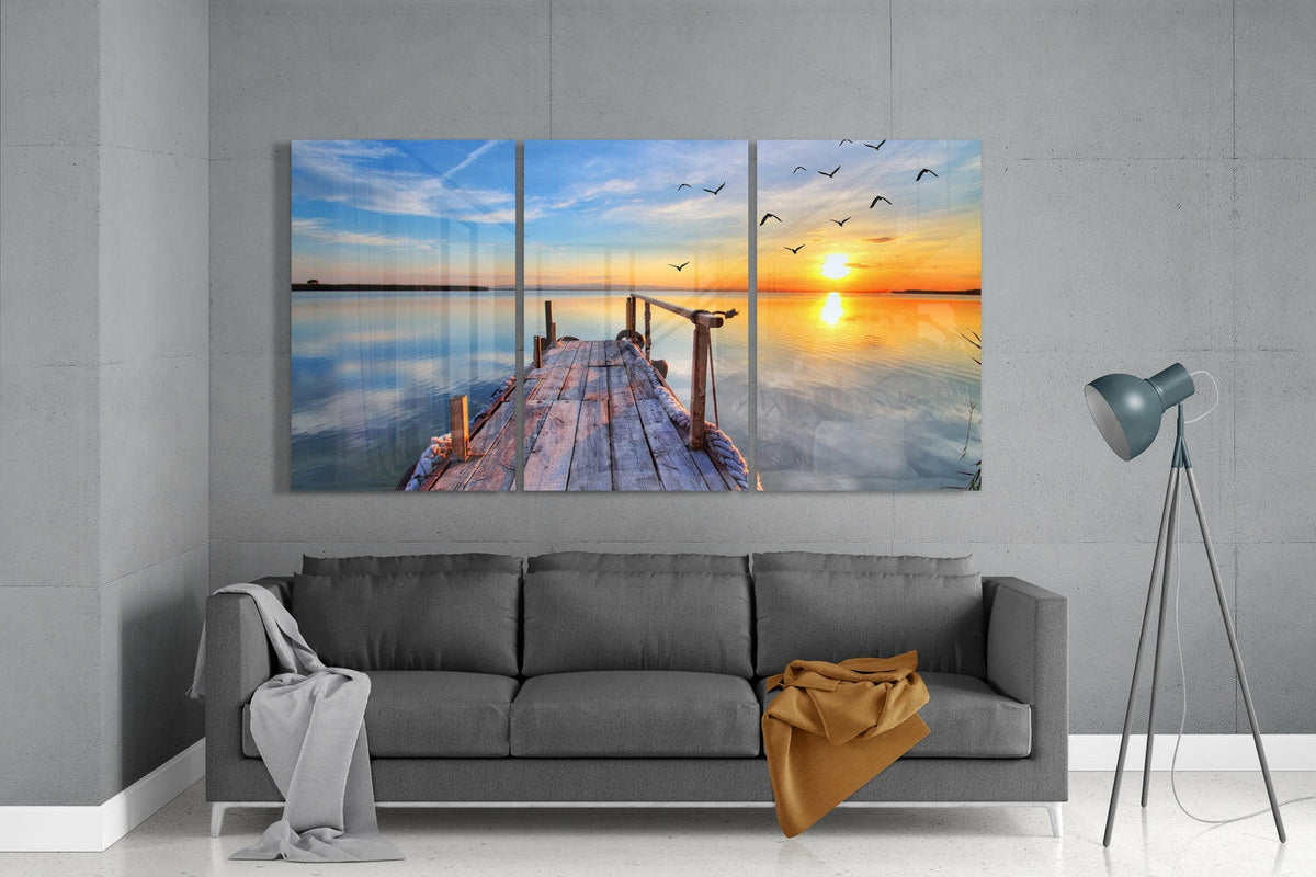 Sunset on the Beach Mega Glass Wall Art