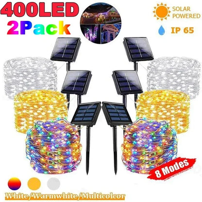 50/100/200/300/400LED Solar LED Light Outdoor Festoon Garden Fairy Light String Waterproof Christmas Garland Yard Decoration