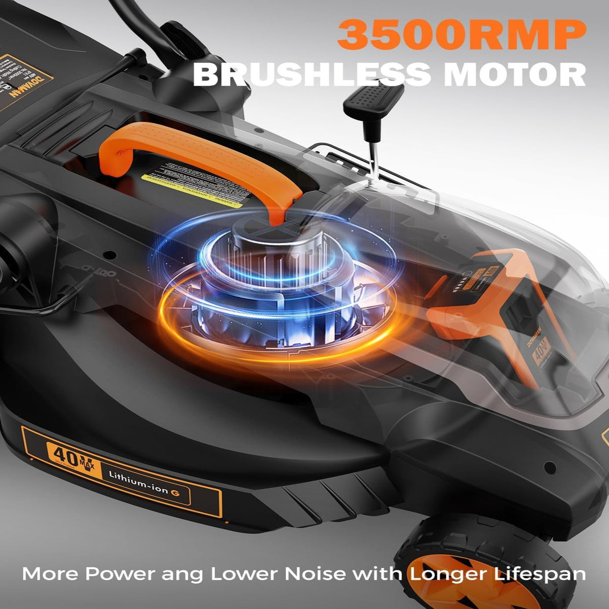 40V 19" Cordless Lawn Mower, Brushless Push Lawn Mower